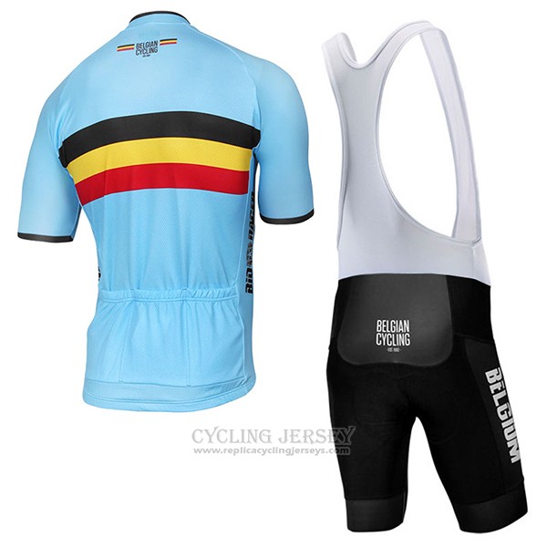 2017 Cycling Jersey Belgium Sky Blue Short Sleeve and Bib Short